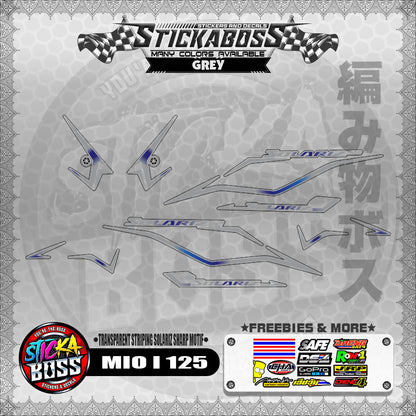 【PREMIUM UV PRINT】TRANSPARENT MIO I 125 MALAYSIAN DECALS ( STRIPING SOLARIZ SHARP MOTIF ) 【WITH FREEBIES】