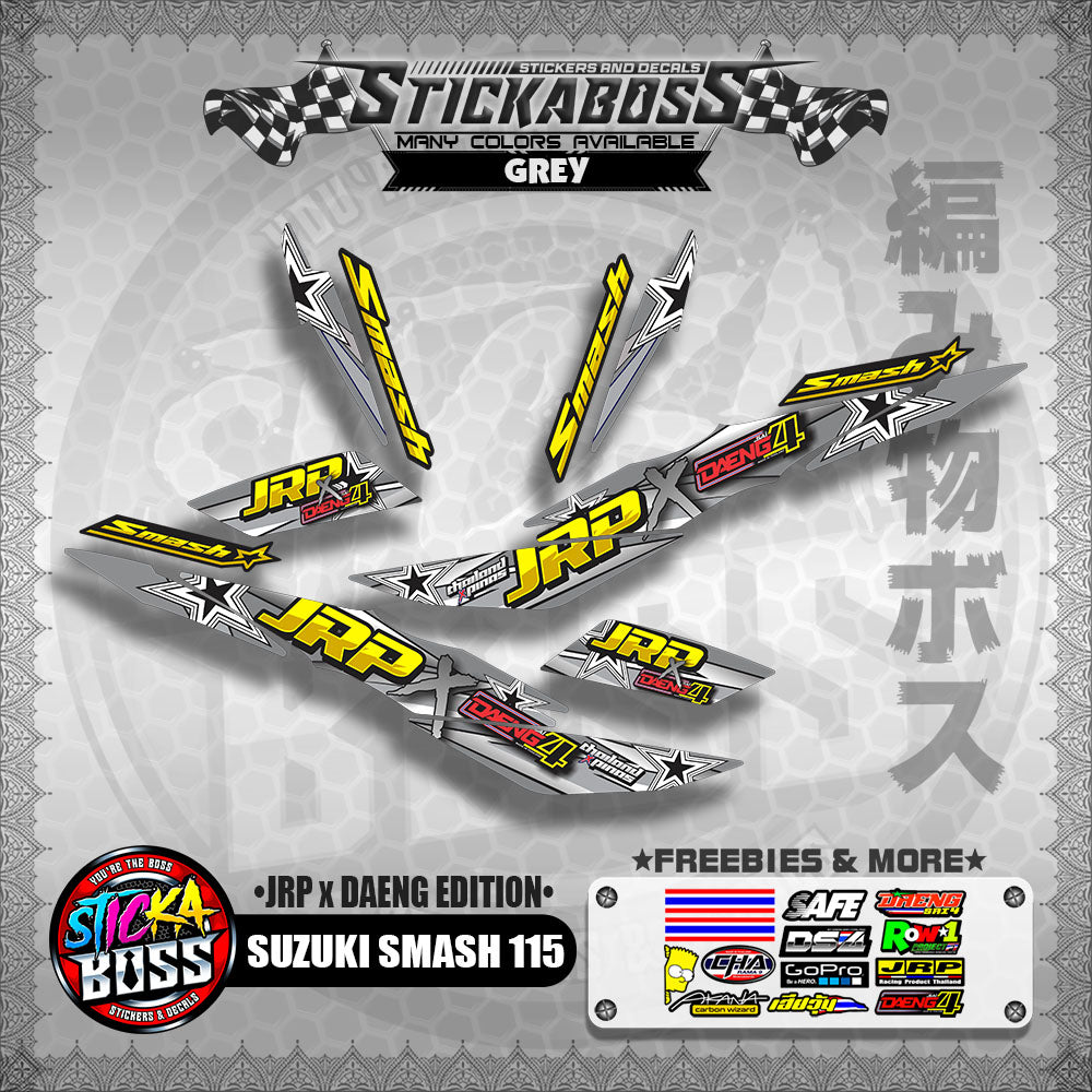 Suzuki Smash 115 (JRP x DAENG EDITION) GREY - Sticker Decals【PREMIUM GLOSSY LAMINATED】