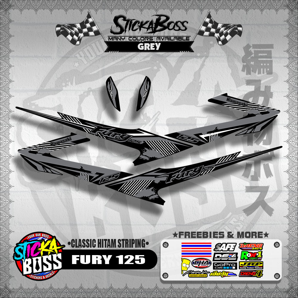 FURY 125 DECALS ( CLASSIC HITAM STRIPING )【WITH FREEBIES】