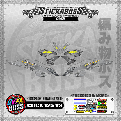 [PREMIUM UV PRINT ] TRANSPARENT CLICK 125 V3 DECALS ( HOTWHEELS VARIO )【WITH FREEBIES】