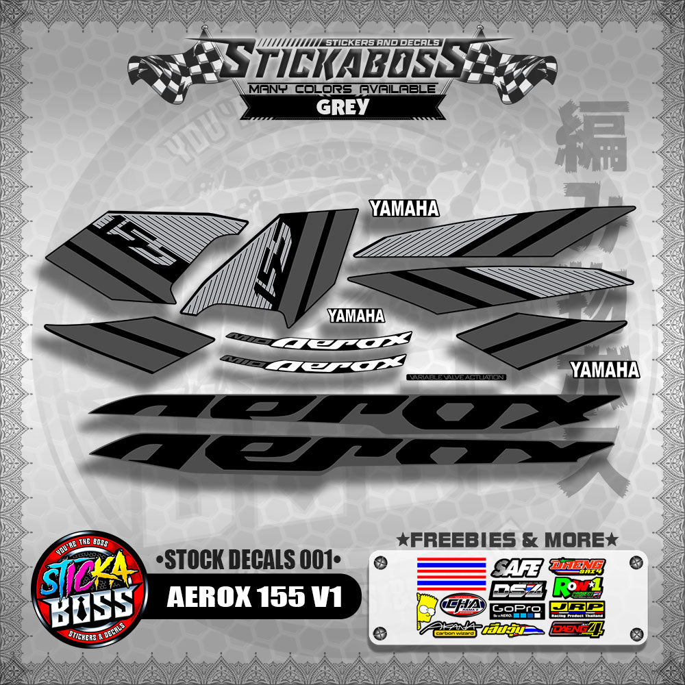 AEROX 155 V1 ( STOCK DECALS 001 )【WITH FREEBIES】