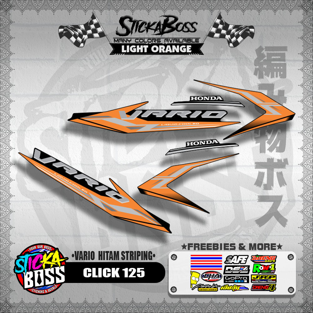 CLICK 125 DECALS ( VARIO HITAM STRIPING ) [ PREMIUM GLOSSY LAMINATED ]【WITH FREEBIES】