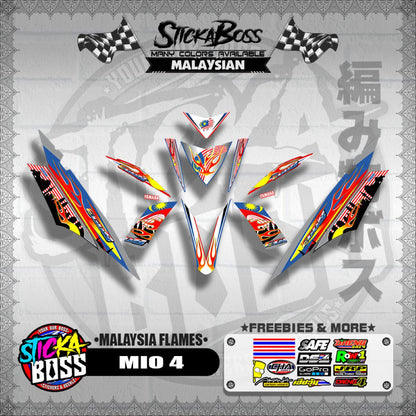 MIO 4 MALAYSIAN DECALS ( MALAYSIA FLAMES )【WITH FREEBIES】