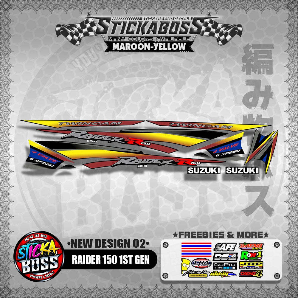 RAIDER 150 1ST GEN STOCK DECALS ( NEW DESIGN 02 )【WITH FREEBIES】