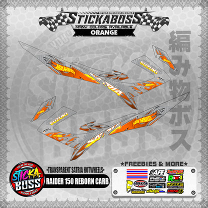 【PREMIUM UV PRINT】TRANSPARENT RAIDER 150 REBORN CARB DECALS ( SATRIA HOTWHEELS )【WITH FREEBIES】