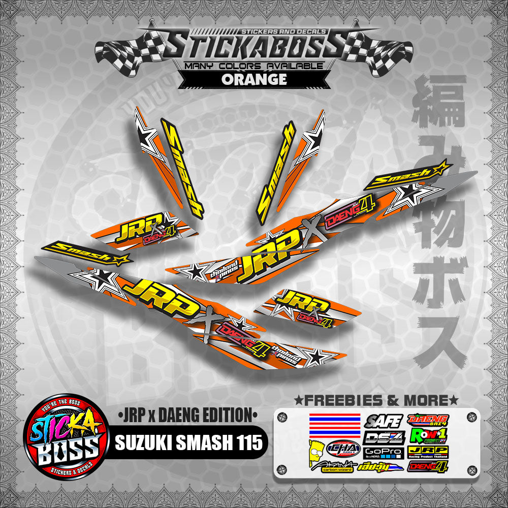 Suzuki Smash 115 (JRP x DAENG EDITION) ORANGE - Sticker Decals【PREMIUM GLOSSY LAMINATED】