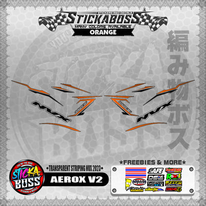 【PREMIUM UV PRINT】TRANSPARENT AEROX V2 DECALS ( STRIPING NVX 2023 )【WITH FREEBIES】