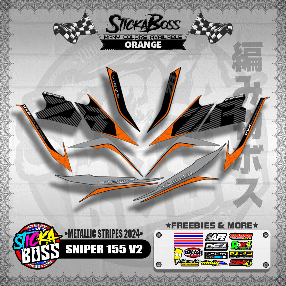 SNIPER 155 V2 DECALS ( METALLIC STRIPES 2024 ) [ PREMIUM GLOSSY LAMINATED ]【WITH FREEBIES】