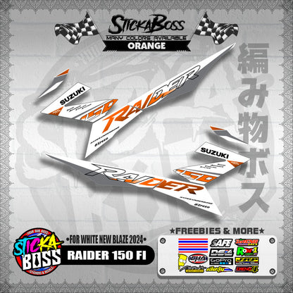 RAIDER 150 Fi STOCK DECALS ( FOR WHITE NEW BLAZE 2024 )【WITH FREEBIES】