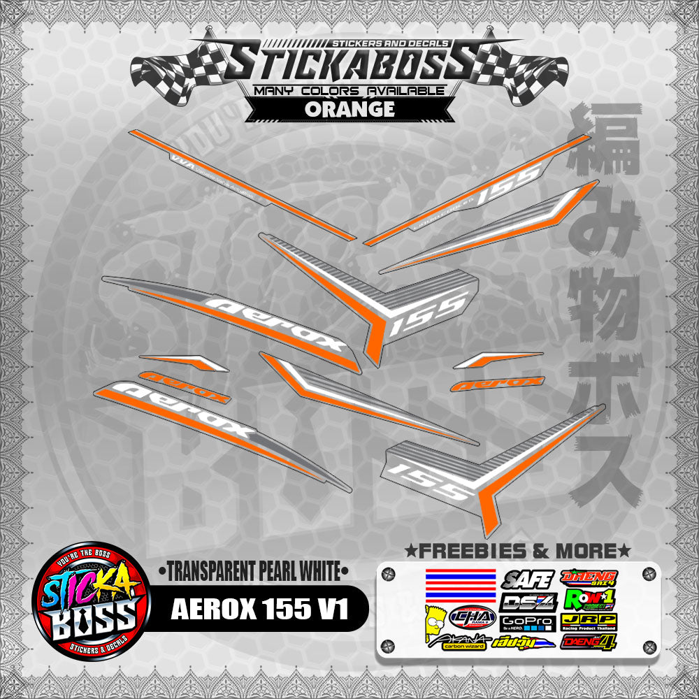 【PREMIUM UV PRINT】TRANSPARENT AEROX 155 V1 DECALS ( PEARL WHITE )【WITH FREEBIES】