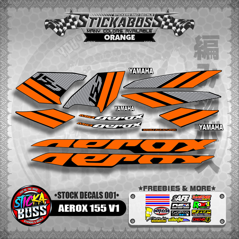 AEROX 155 V1 ( STOCK DECALS 001 )【WITH FREEBIES】