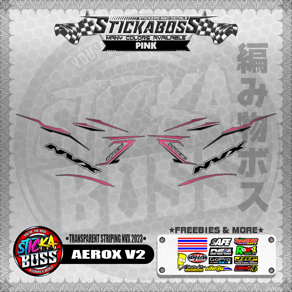 【PREMIUM UV PRINT】TRANSPARENT AEROX V2 DECALS ( STRIPING NVX 2023 )【WITH FREEBIES】