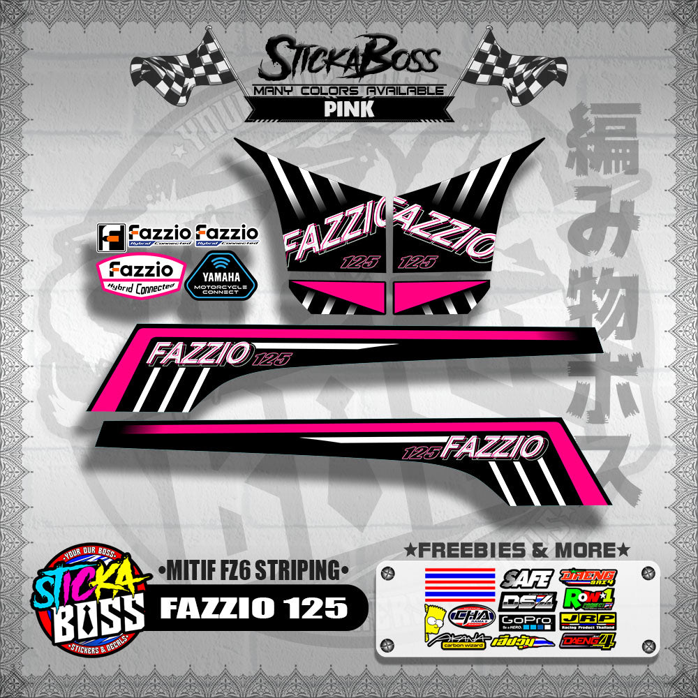 FAZZIO 125 DECALS ( MITIF FZ6 STRIPING )【WITH FREEBIES】