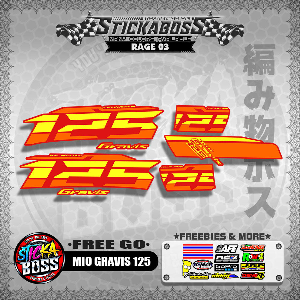 MIO GRAVIS 125 STOCK DECALS  ( FREE GO )【WITH FREEBIES】