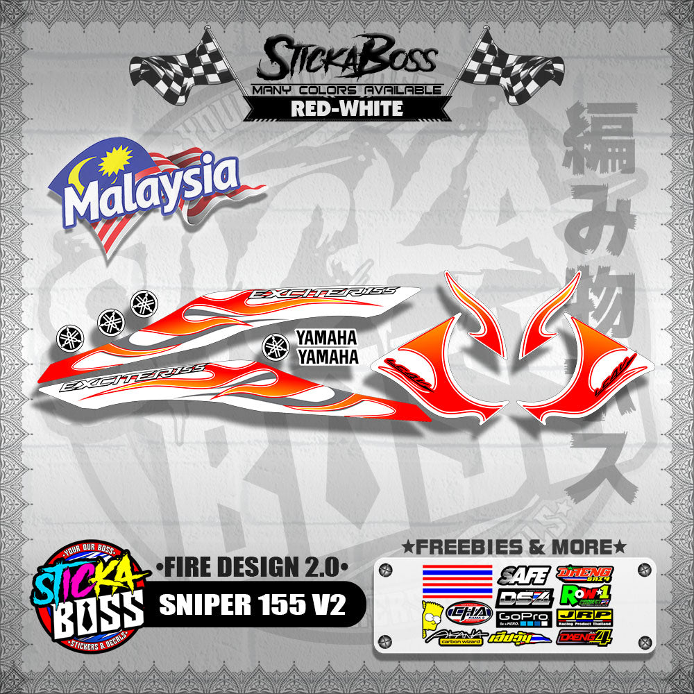 SNIPER 155 V2 MALAYSIAN DECALS ( FIRE DESIGN 2.0 )【WITH FREEBIES】