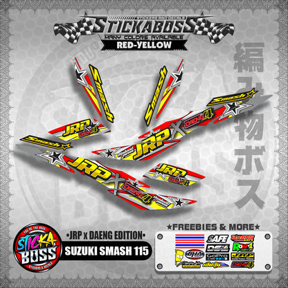 Suzuki Smash 115 (JRP x DAENG EDITION) RED-YELLOW - Sticker Decals【PREMIUM GLOSSY LAMINATED】