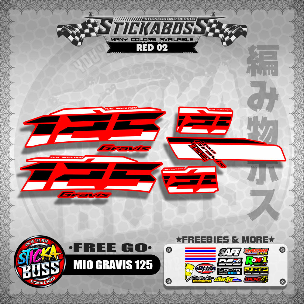 MIO GRAVIS 125 STOCK DECALS  ( FREE GO )【WITH FREEBIES】