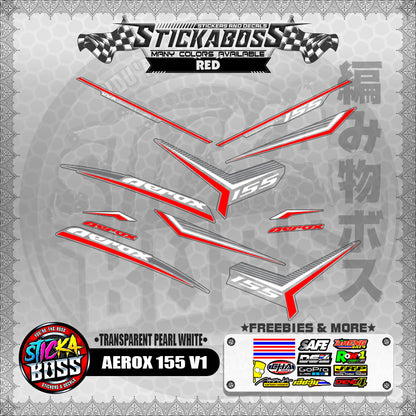 【PREMIUM UV PRINT】TRANSPARENT AEROX 155 V1 DECALS ( PEARL WHITE )【WITH FREEBIES】