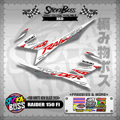 RAIDER 150 Fi STOCK DECALS ( FOR WHITE NEW BLAZE 2024 )【WITH FREEBIES】