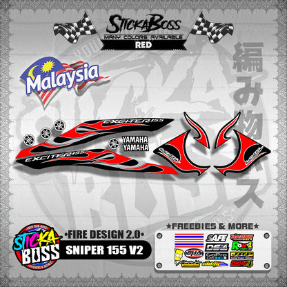 SNIPER 155 V2 MALAYSIAN DECALS ( FIRE DESIGN 2.0 )【WITH FREEBIES】