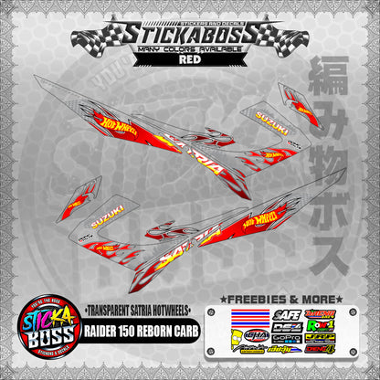 【PREMIUM UV PRINT】TRANSPARENT RAIDER 150 REBORN CARB DECALS ( SATRIA HOTWHEELS )【WITH FREEBIES】