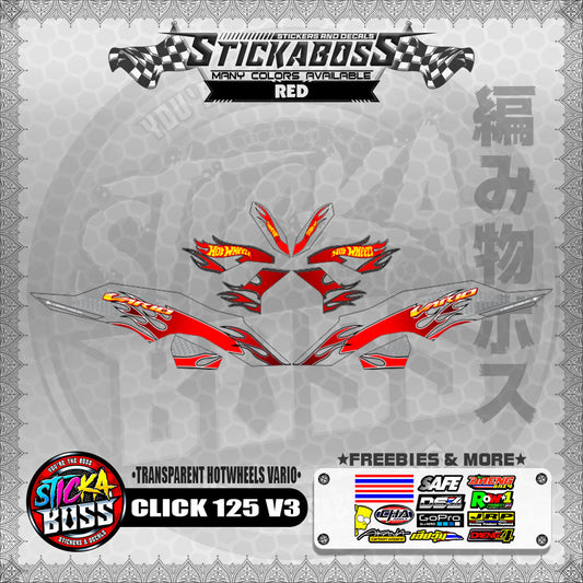 [PREMIUM UV PRINT ] TRANSPARENT CLICK 125 V3 DECALS ( HOTWHEELS VARIO )【WITH FREEBIES】