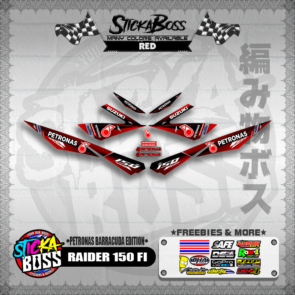 RAIDER 150 FI DECALS ( PETRONAS BARRACUDA EDITION )【WITH FREEBIES】