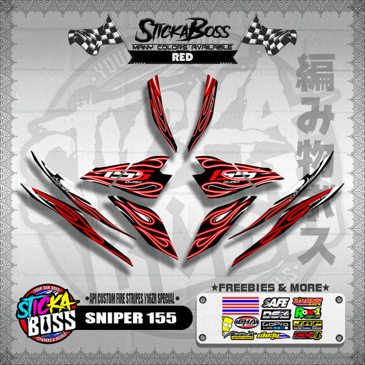 SNIPER 155 DECALS ( API CUSTOM FIRE STRIPES Y16ZR SPECIAL )【WITH FREEBIES】