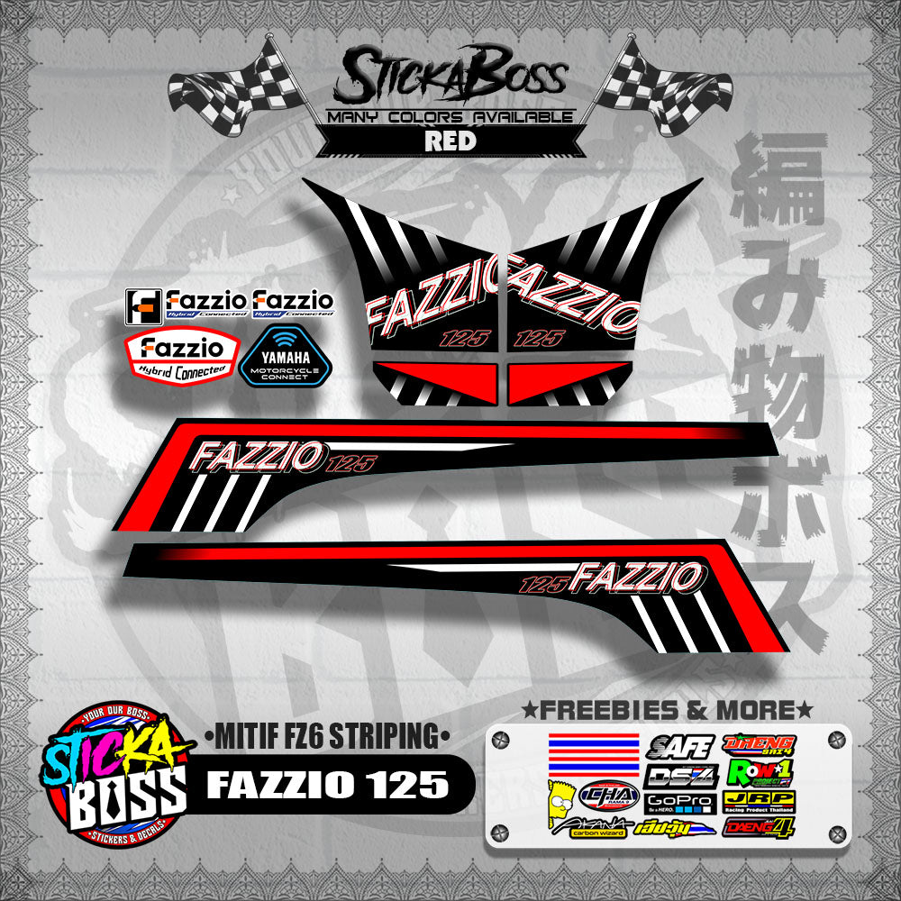 FAZZIO 125 DECALS ( MITIF FZ6 STRIPING )【WITH FREEBIES】