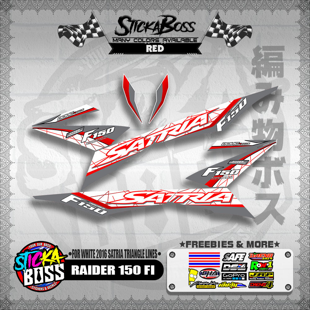 RAIDER 150 FI DECALS ( FOR WHITE 2016 SATRIA TRIANGLE LINES )【WITH FREEBIES】