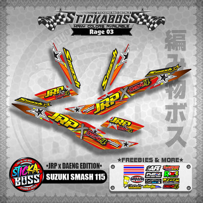 Suzuki Smash 115 Decals [RAGE EDITION] JRP x DAENG (Semi-Full)【PREMIUM GLOSSY LAMINATED】