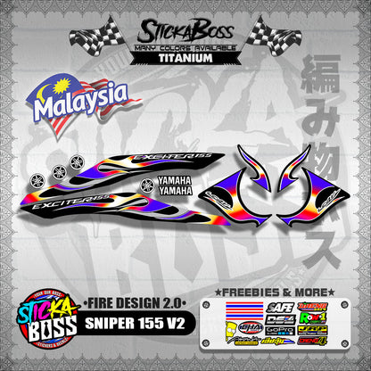 SNIPER 155 V2 MALAYSIAN DECALS ( FIRE DESIGN 2.0 )【WITH FREEBIES】