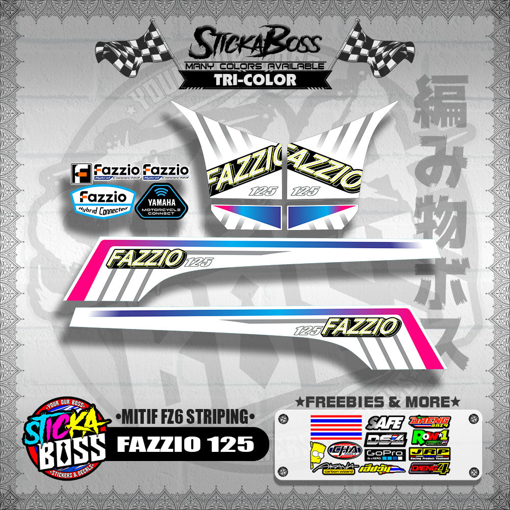 FAZZIO 125 DECALS ( MITIF FZ6 STRIPING )【WITH FREEBIES】