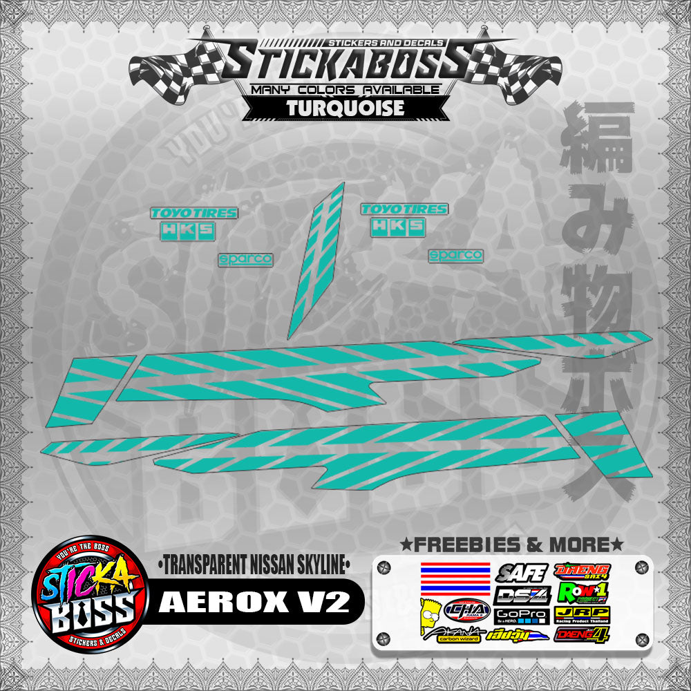 【PREMIUM UV PRINT】TRANSPARENT AEROX V2 DECALS (NISSAN SKYLINE )【WITH FREEBIES】