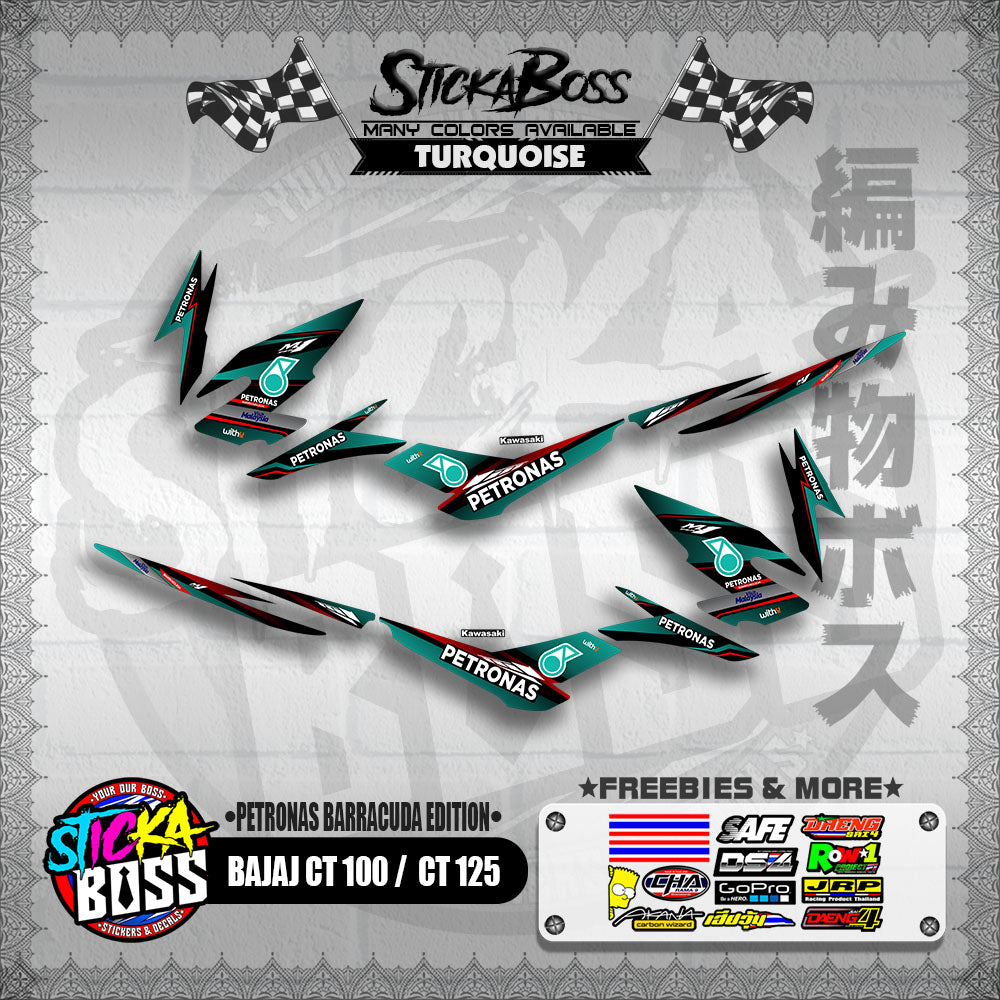 BAJAJ CT 100  / CT 125 DECALS ( PETRONAS BARRACUDA EDITION )【WITH FREEBIES】