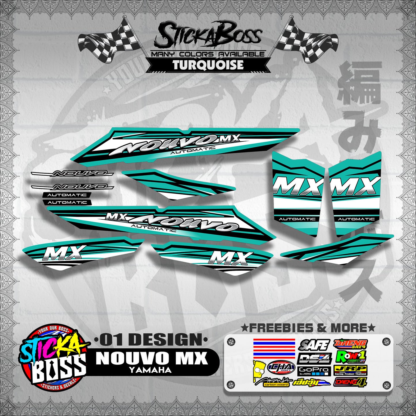 NOUVO MX STOCK DECALS ( 01 DESIGN )【WITH FREEBIES】