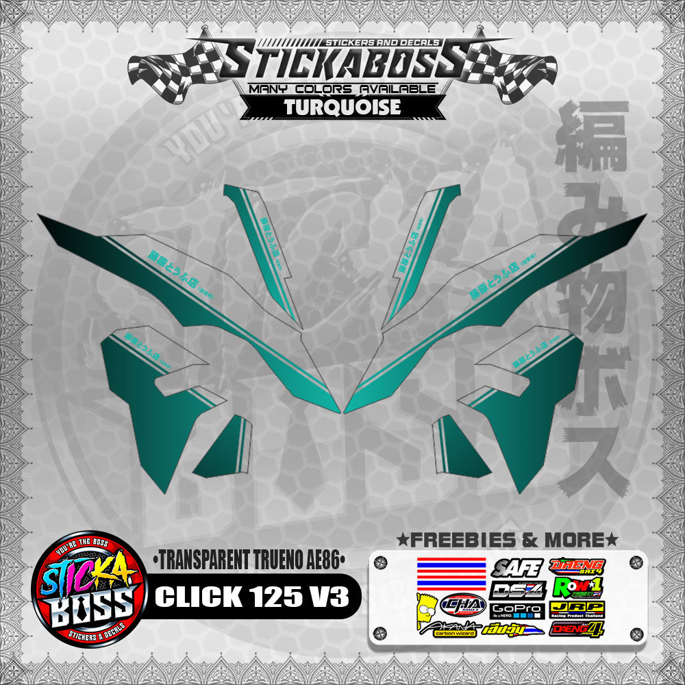 【PREMIUM UV PRINT】TRANSPARENT CLICK 125 V3 DECALS ( TRUENO AE86 )【WITH FREEBIES】