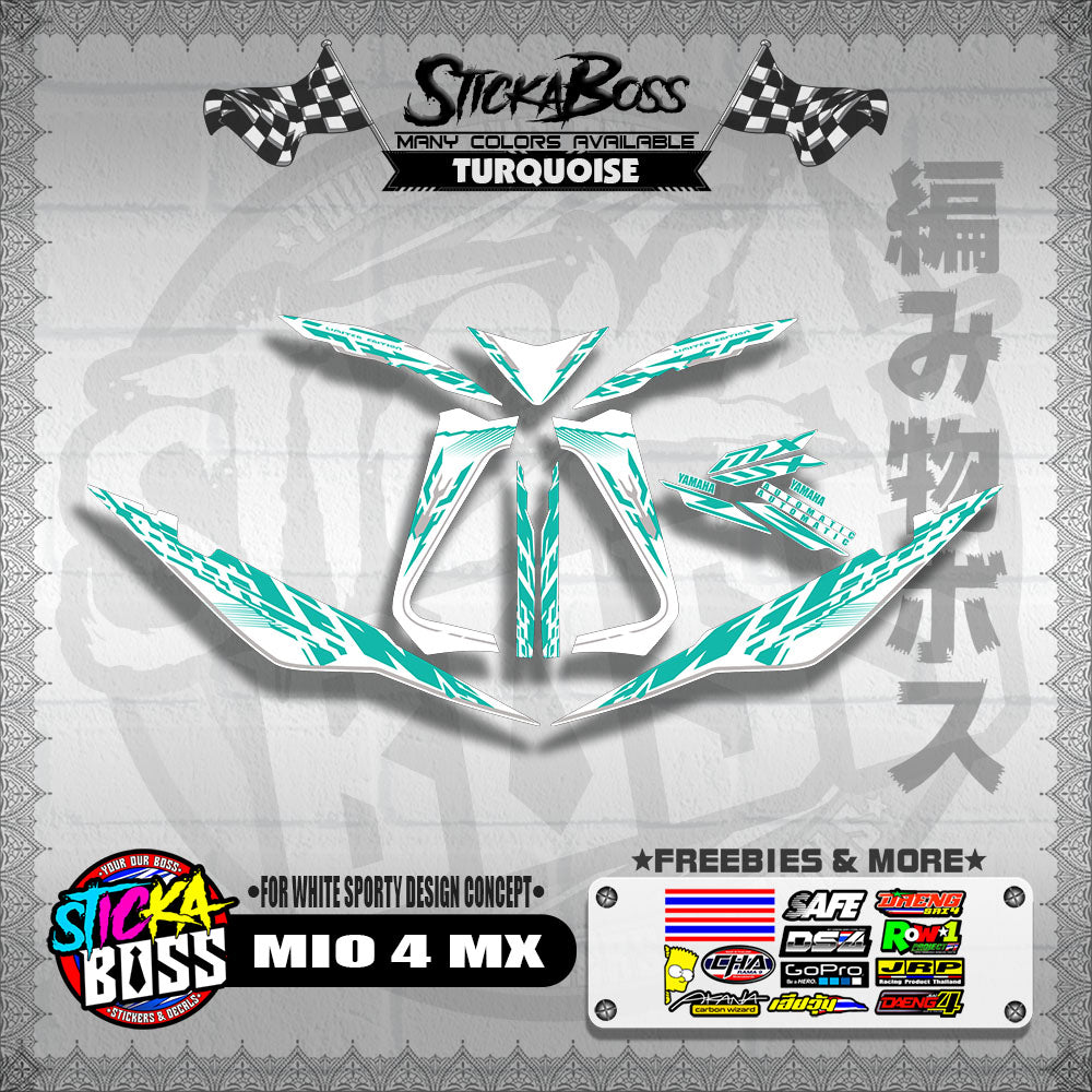 MIO 4 MX DECALS ( FOR WHITE SPORTY DESIGN CONCEPT )【WITH FREEBIES】