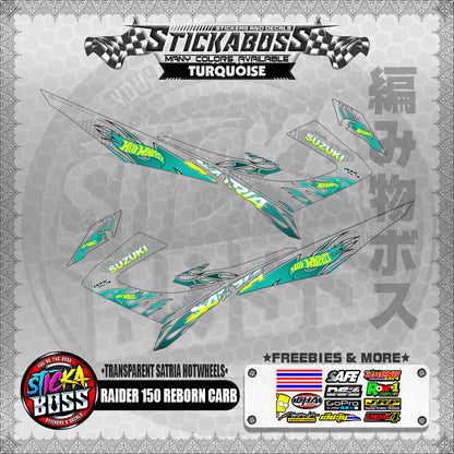 【PREMIUM UV PRINT】TRANSPARENT RAIDER 150 REBORN CARB DECALS ( SATRIA HOTWHEELS )【WITH FREEBIES】