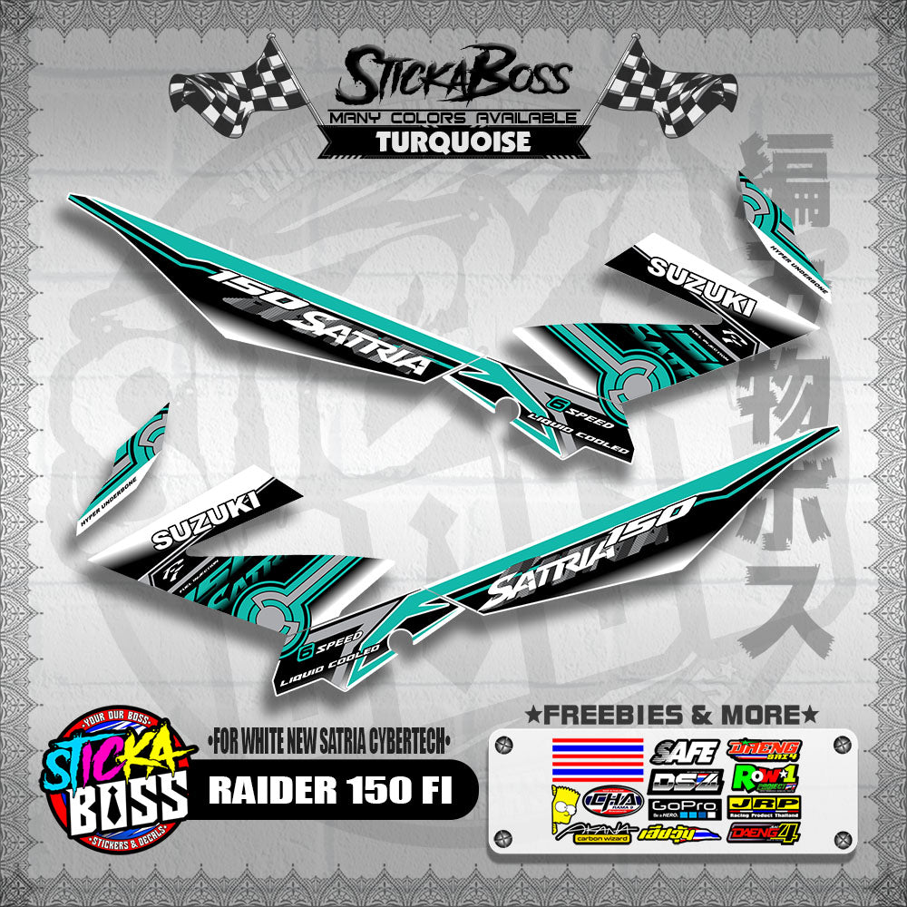 RAIDER 150 FI DECALS ( FOR WHITE NEW SATRIA CYBERTECH )【WITH FREEBIES】