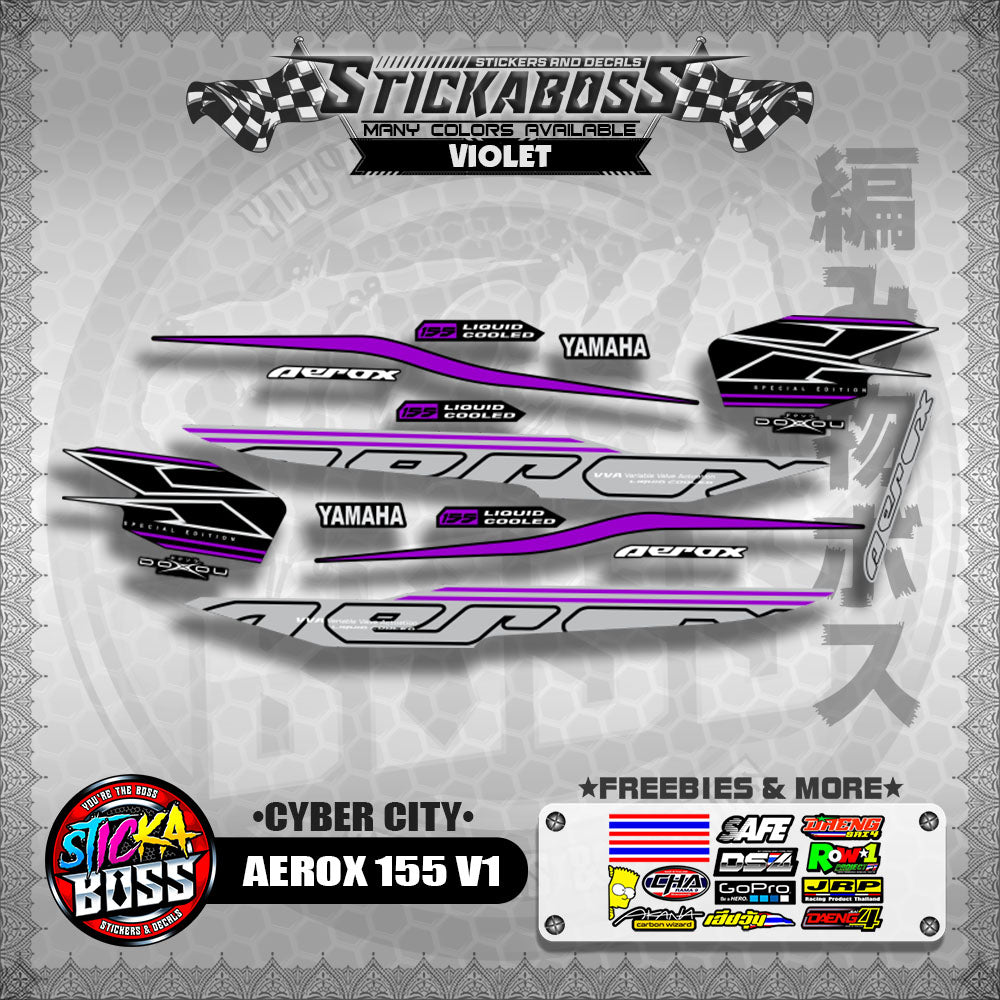 AEROX 155 V1 DECALS ( CYBER CITY )【WITH FREEBIES】