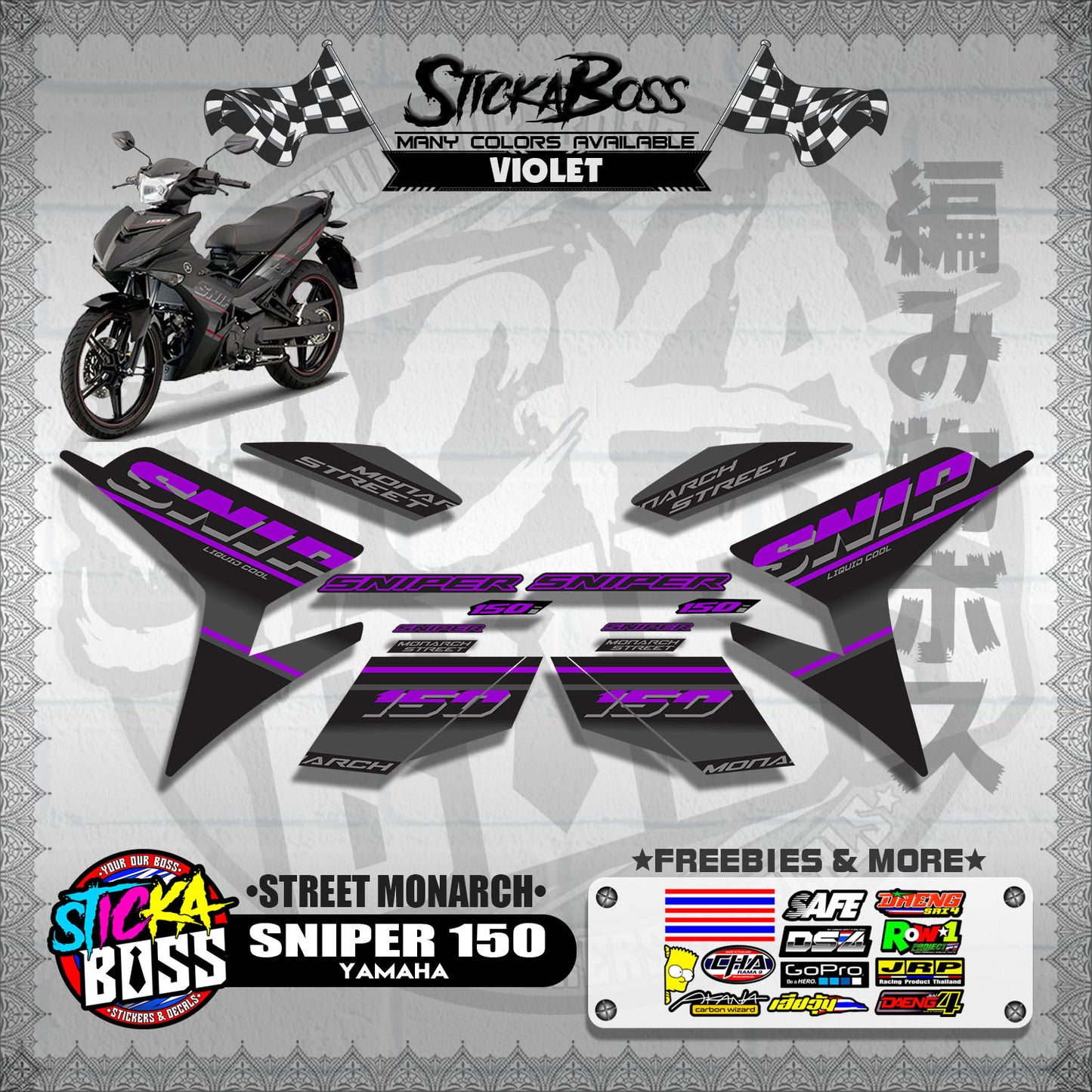 SNIPER 150 DECALS ( STREET MONARCH )【WITH FREEBIES】