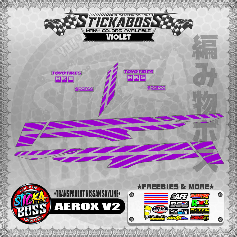 【PREMIUM UV PRINT】TRANSPARENT AEROX V2 DECALS (NISSAN SKYLINE )【WITH FREEBIES】