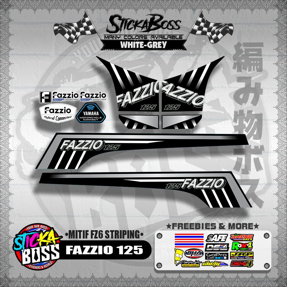 FAZZIO 125 DECALS ( MITIF FZ6 STRIPING )【WITH FREEBIES】