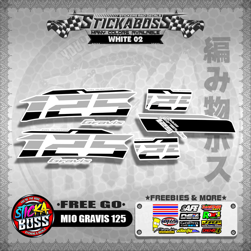 MIO GRAVIS 125 STOCK DECALS  ( FREE GO )【WITH FREEBIES】