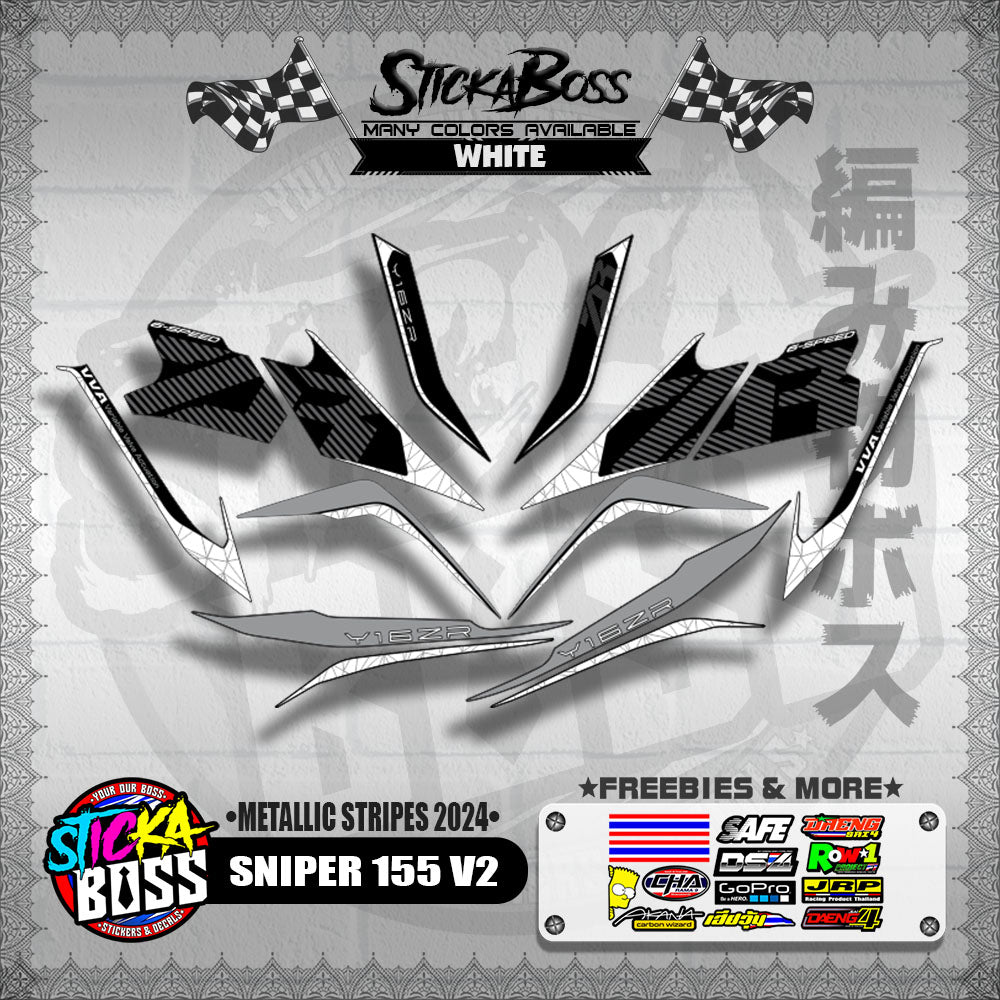 SNIPER 155 V2 DECALS ( METALLIC STRIPES 2024 ) [ PREMIUM GLOSSY LAMINATED ]【WITH FREEBIES】