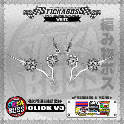 【PREMIUM UV PRINT】TRANSPARENT CLICK V3 DECALS ( MANDALA )【WITH FREEBIES】