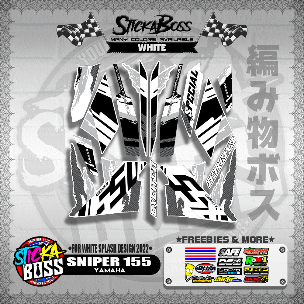 SNIPER 155 NEW STOCK DECALS ( FOR WHITE SPLASH DESIGN 2022 )【WITH FREEBIES】