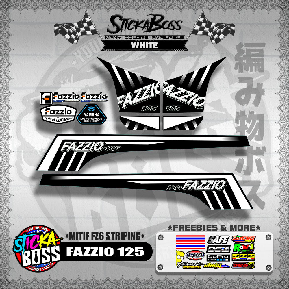 FAZZIO 125 DECALS ( MITIF FZ6 STRIPING )【WITH FREEBIES】