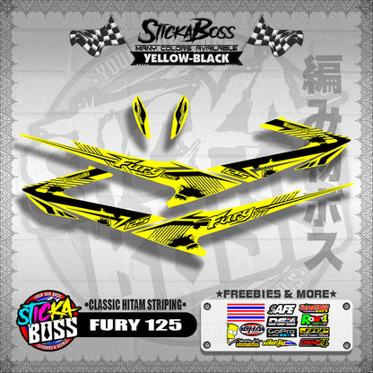 FURY 125 DECALS ( CLASSIC HITAM STRIPING )【WITH FREEBIES】